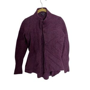 Eileen Fisher Purple Wool Lambswool Cardigan Sweater Small